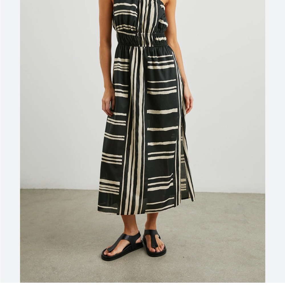 Rails Selani Island Stripe midi dress. One shoulder